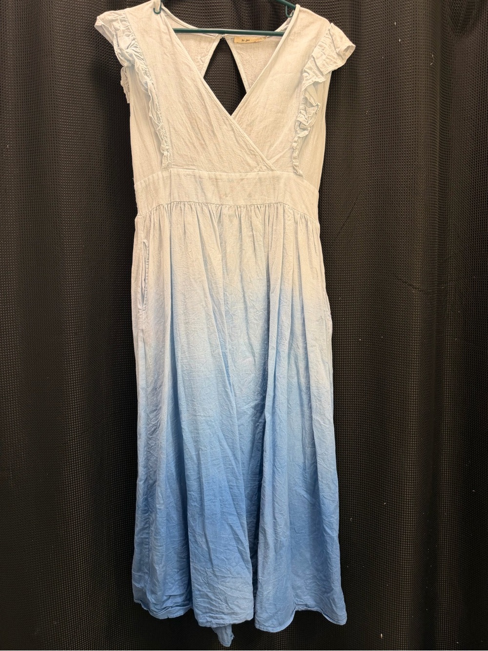 Light Blue Ombre Midi Dress with Ruffle Details